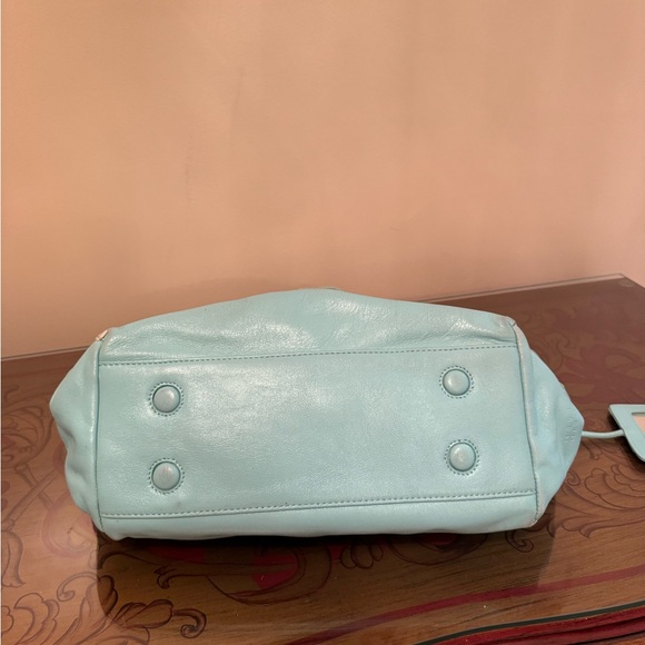 Price Drop: Gorgeous Vintage, NEVER USED Top Quality Turquoise Leather Satchel - Picture 7 of 8